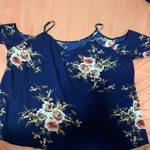 Cold shoulder top floral design